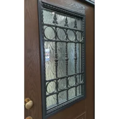 Porta Blindata con Vetro per Esterno Pannello in Vetroresina e Grata in Ferro