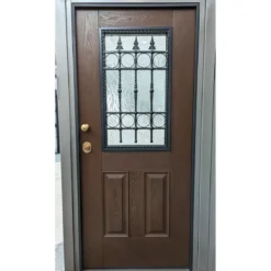 Porta Blindata con Vetro per Esterno Pannello in Vetroresina e Grata in Ferro