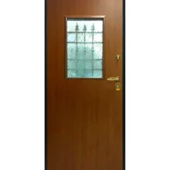 Porta Blindata con Vetro per Esterno da Ingresso Pannello Portone Noce