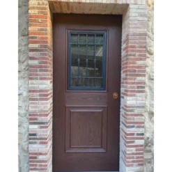 Porta Blindata con Vetro per Esterno da Ingresso Pannello Portone Noce