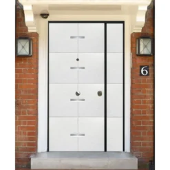Porta Blindata Doppia Anta Inserti Alluminio Ingresso Esterno Portone Blindato