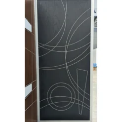 Porta Blindata per Esterno con Pannello Moderno Grigio Pantografato