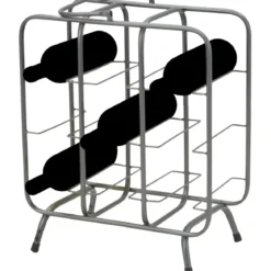 Portabottiglie in Metallo 9 Posti Grigio Scuro Rack Vino Salvaspazio