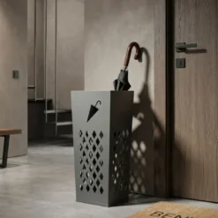 Portaombrelli da Ingresso in Metallo Design Ombrello Rombi Grigio 19x19