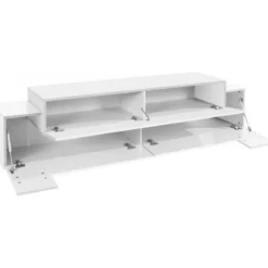 Porta TV Bianco Credenza con Ante a Ribalta 200 Mobile Basso Soggiorno