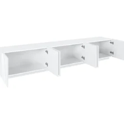Porta TV Moderno Bianco 240 Basso Mobile Soggiorno Anta Battente Credenza