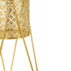 Portavasi Metallo Oro Set 2 Pz 46 e 32 cm Intagli Tondi Vasi Rimovibili