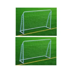 2 Porte da Calcio 180x60x120 in Acciaio con Rete Soccer Goal Calcetto