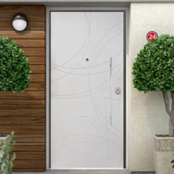 Portoncino Blindato di sicurezza per Esterno con Pannello Bianco Moderno