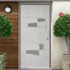 Portone Blindato Traps Bianco con Pannello in Vetroresina e Inserti Argento