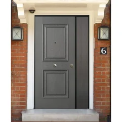 Portone per Ingresso Blindato Antisfondamento Due Ante Colore Grigio da Esterno