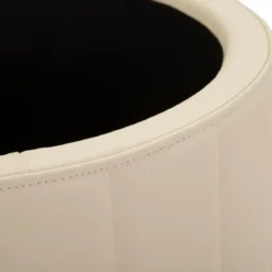 Pouf con Contenitore Similpelle Crema Oro Moderno Soggiorno Camera