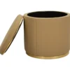 Pouf con Contenitore Similpelle Marrone Oro Moderno Soggiorno Camera