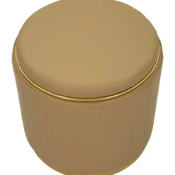Pouf con Contenitore Similpelle Marrone Oro Moderno Soggiorno Camera