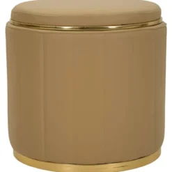 Pouf con Contenitore Similpelle Marrone Oro Moderno Soggiorno Camera