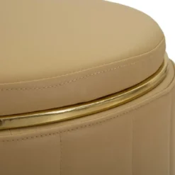 Pouf con Contenitore Similpelle Marrone Oro Moderno Soggiorno Camera