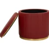 Pouf con Contenitore Similpelle Rosso Oro Moderno Soggiorno Camera