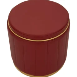 Pouf con Contenitore Similpelle Rosso Oro Moderno Soggiorno Camera
