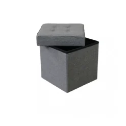 Pouf Contenitore Grigio Scuro Quadrato 38x38x40 cm