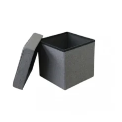 Pouf Contenitore Grigio Scuro Quadrato 38x38x40 cm