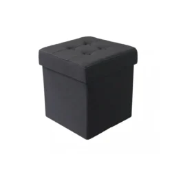 Pouf Contenitore Nero Salone Quadrato 38x38x40 cm