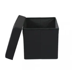 Pouf Contenitore Nero Salone Quadrato 38x38x40 cm