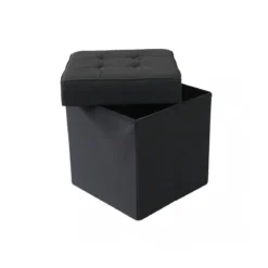 Pouf Contenitore Nero Salone Quadrato 38x38x40 cm