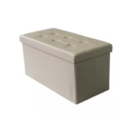 Pouf Contenitore Poggiapiedi in Ecopelle Rettangolare 76x38 cm