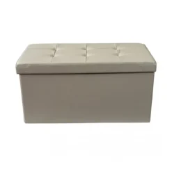 Pouf Contenitore Poggiapiedi in Ecopelle Rettangolare 76x38 cm