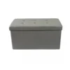 Pouf Contenitore Poggiapiedi in Ecopelle Grigio Rettangolare 76x38 cm