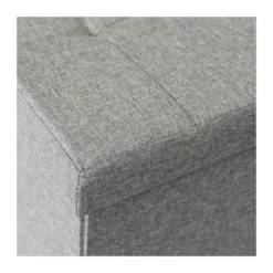 Pouf Contenitore Poggiapiedi in Stoffa Grigio Rettangolare 76x38 cm