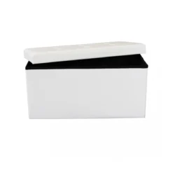 Pouf Contenitore Poggiapiedi Bianco Rettangolare 76x38 cm