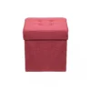 Pouf Contenitore Portaoggetti in Velluto Rosso Quadrato Portaoggetti 38x38x40 cm