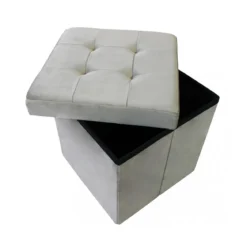Pouf Contenitore Portaoggetti in Velluto Quadrato Portaoggetti 38x38 cm
