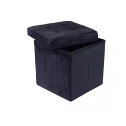 Pouf Contenitore Portaoggetti in Velluto Quadrato Portaoggetti 38x38 cm