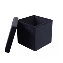Pouf Contenitore Portaoggetti in Velluto Quadrato Portaoggetti 38x38 cm