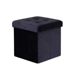 Pouf Contenitore Portaoggetti in Velluto Quadrato Portaoggetti 38x38 cm