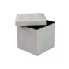 Pouf Contenitore quadrato in Velluto Beige 38 x 38 x 38 cm