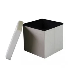 Pouf Contenitore quadrato in Velluto Beige 38 x 38 x 38 cm