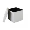 Pouf Contenitore quadrato in Ecopelle Bianco 38 x 38 x 38 cm