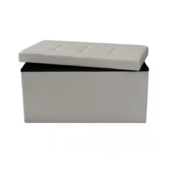 Pouf Contenitore Rettangolare in Stoffa Tortora 76x38 cm