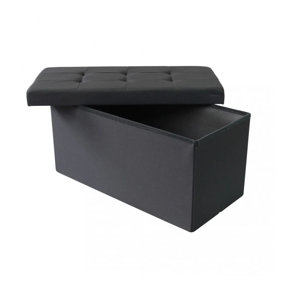 Pouf Contenitore Rettangolare in Stoffa Nero76x38 cm