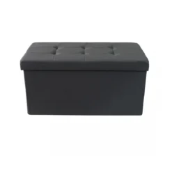 Pouf Contenitore Rettangolare in Stoffa Nero76x38 cm