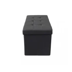 Pouf Contenitore Rettangolare in Stoffa Nero76x38 cm