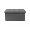 Pouf Contenitore Rettangolare in Stoffa Grigio Scuro 76x38 cm