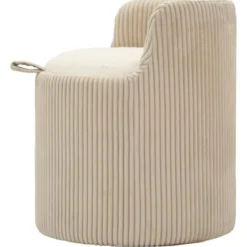 Pouf da Toeletta Contenitore Bianco Imbottito per Camera Soggiorno