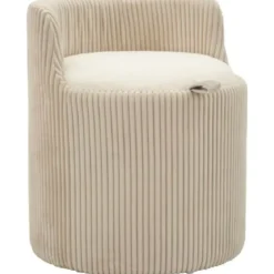 Pouf da Toeletta Contenitore Bianco Imbottito per Camera Soggiorno