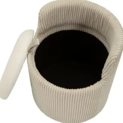 Pouf da Toeletta Contenitore Bianco Imbottito per Camera Soggiorno