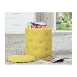Pouff Contenitore Rotondo 34x40 Puff Tondo Portaoggetti Pouf Divano Portariviste