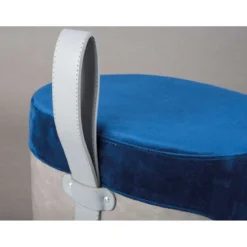 Pouff Secchiello con Maniglia Sgabello da Seduta e Poggiapiedi Blu